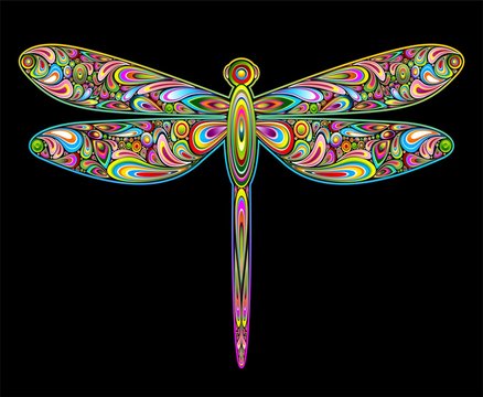 Dragonfly Psychedelic Art Design-Libellula Insetto Psichedelico
