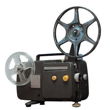 isolated: Vintage movie projector with clipping path