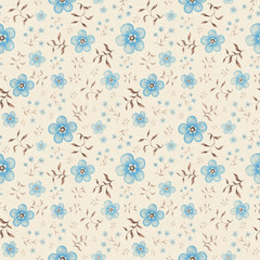 Vintage seamless pattern with watercolor flowers