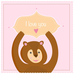 Love card with cartoon bear