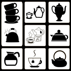 Teapots and cups set