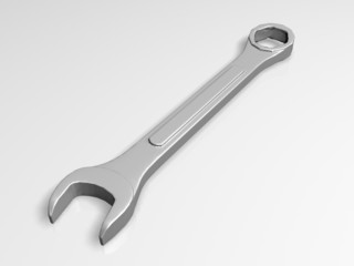 Spanner on gray - 3D illustration