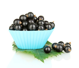 Fresh black currant in silicone mold isolated on white