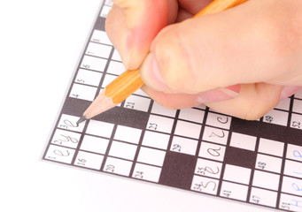 Crossword puzzle close-up