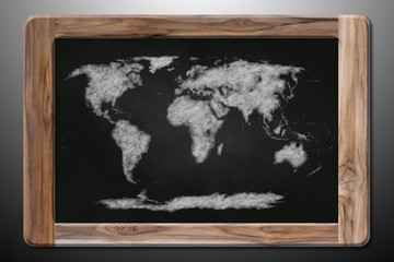 world map on blackboard