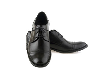 Men's black shoes on a white background