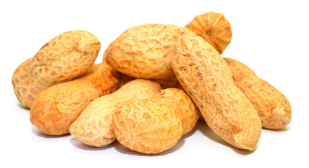 Peanuts in shell isolated on white background