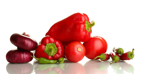 fresh red vegetables isolated on white