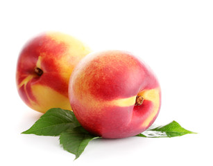 ripe nectarines, isolated on white
