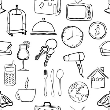 seamless doodle hotel pattern