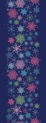 vector Snowflakes On Night Sky Vertical Seamless Pattern