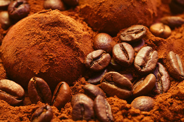 chocolate truffles and coffee beans