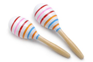 Two colorful rattle shakers