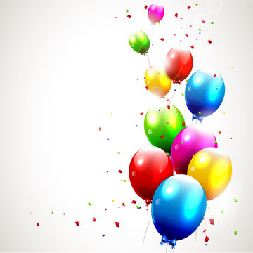 Modern birthday background with colorful balloons