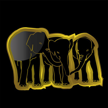 black and gold elephant vector