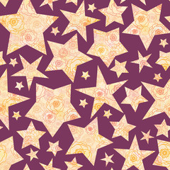 Vector Floral Textured Christmas Stars Seamless Pattern