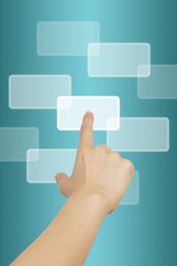 Woman hand touching button