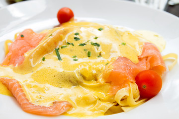 pasta and smoked salmon