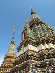 traditional Thai pagoda with colorful glass clay tiles