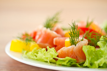 salad with salted salmon