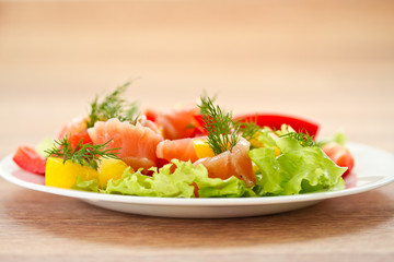 salad with salted salmon