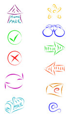 sketch vector of web internet icons