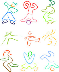 people silhouettes active sports vector illustration