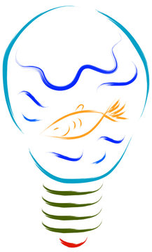 fish in light bulb vector illustration