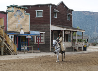 Cowboy Riding his horse at Mini Hollywood, Almeria, Spain