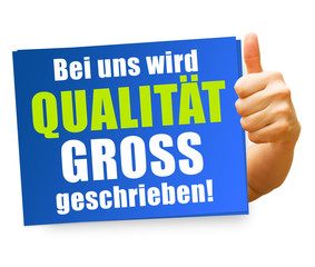 Bei uns wird Qualität groß geschrieben! Button, Icon
