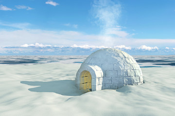 Nordic landscape with igloo