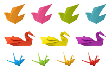 Origami Birds Isolated On White