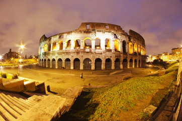 Fototapeta na wymiar Lights of Colosseum at Night