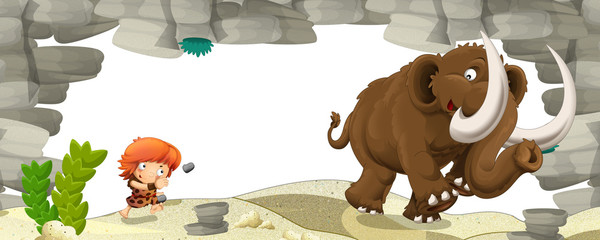 The stone age border - illustration for the children © honeyflavour