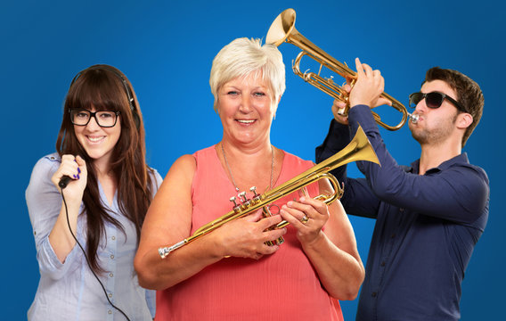 Happy Family Enjoying Music