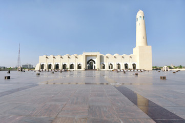 Broad view of Grand Mosque of Doha, Qatar, view from first level