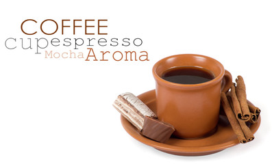 Closeup shot of freshly prepared cup of italian espresso with ci