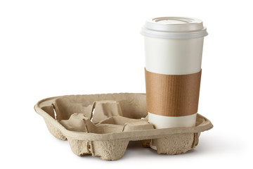 Single take-out coffee in holder