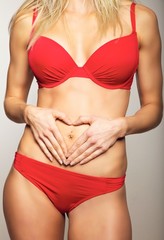 Sexy woman in red underwear