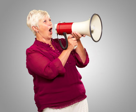 Portrait Of A Senior Woman With Megaphone