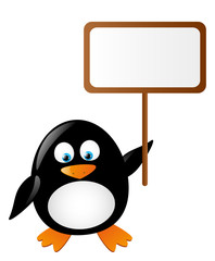 Cute penguin with banner