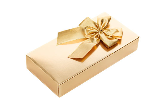 Gold Gift Box With Gold Ribbon