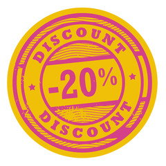 Stamp with the text Discount 20 inside the stamp, vector