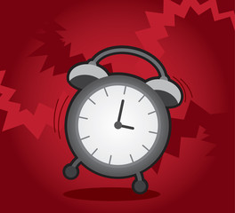 Isolated alarm clock ringing and shaking