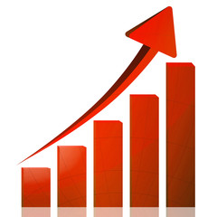 Business graph growth red arrow