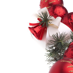 Red Christmas decoration on white background