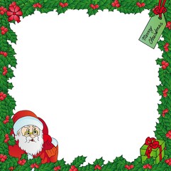 Mistletoe frame with Santa