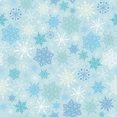 Vector Subtle Snowflake Texture Seamless Pattern Background with