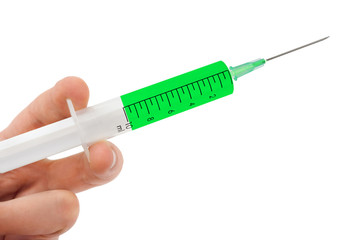Syringe in hand