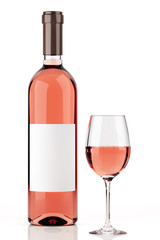 Rosé wine bottle isolated on white 1